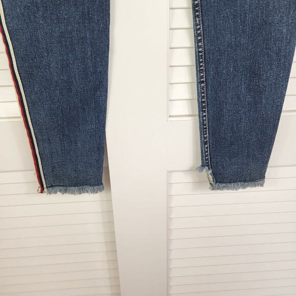 Vigoss Skinny Jeans Women 30X27 Jagger Striped Fray Hem High Rise Stretch Denim - Picture 5 of 14